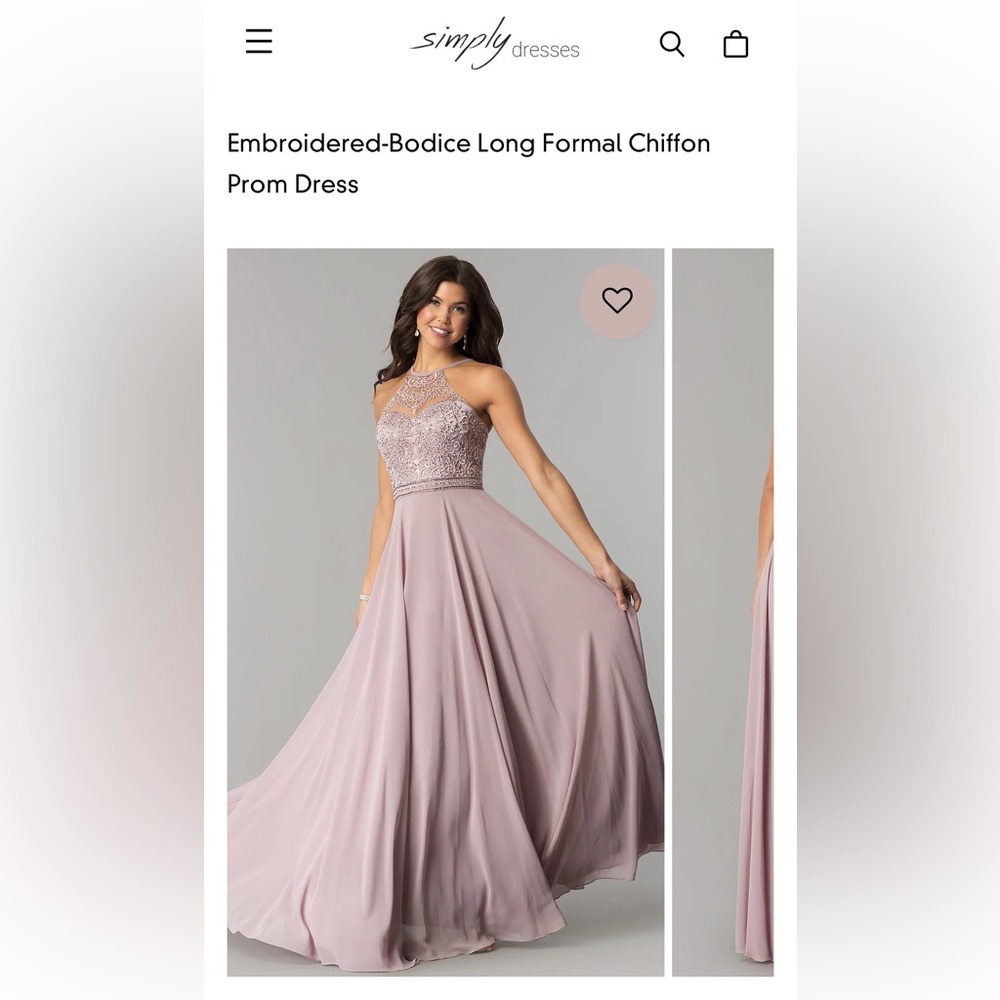 Simply Dresses: Embroidered-Bodice Long Formal Chiffon Prom Dress, Mocha